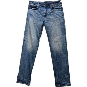 American Eagle Men's Air Flex Athletic Jeans Denim Sz 33x34 Blue Mid Wash